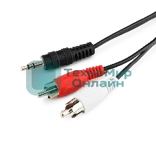 Кабель аудио Cablexpert CCA-458-10M-N, Jack 3.5(M)/2xRCA, 10м, черный, пакет