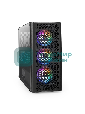Компьютерный корпус Miditower ExeGate EVO-9202 (ATX, без БП, с окном, 1*USB+1*USB 3.0, аудио, 3 вент. 12см с RGb подсветкой)