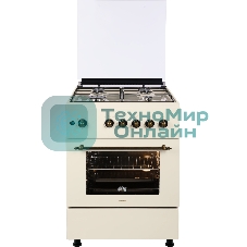 Плита газовая Nordfrost GG 6061 Y бежевый, конфорок 4 шт, духовка 63 л, 60 см x 89 см x 60 см