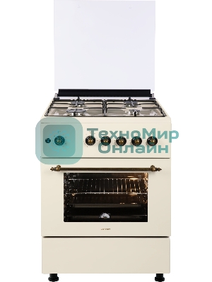 Плита газовая Nordfrost GG 6061 Y бежевый, конфорок 4 шт, духовка 63 л, 60 см x 89 см x 60 см