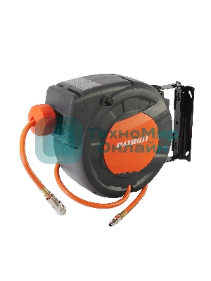 Шланг Patriot 520002430 пневматический армированный на автоматической катушке PHC 10/12 (прямой, ПВС армированный, длина 10 м, диаметр 10х12, раб/макс давление 10/20 бар, мин/макс температура -5/45С, быстросъем рапид, резьба 1/4)