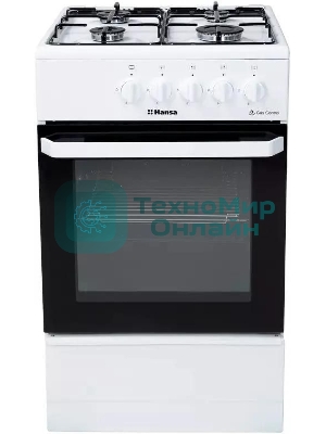 Плита газовая Hansa FCGW510029A белый, конфорок 4 газовых, духовка 53 л, 50 см x 85 см x 57 см