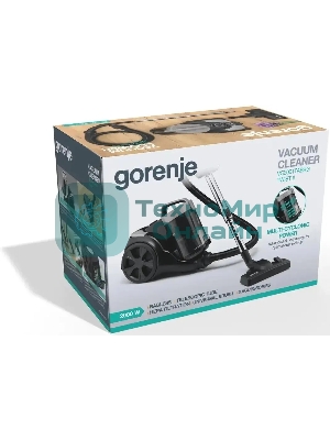 Пылесос Gorenje VC2001TABKG черный, 220/2200 Вт, уборка сухая, пылесборник контейнер 3,3 л
