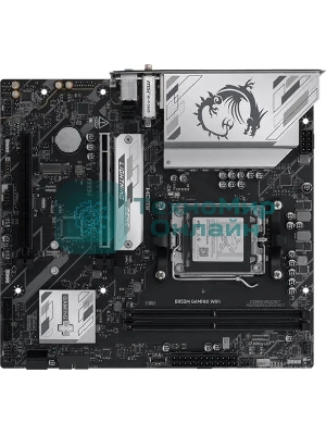Материнская плата MSI B850M GAMING WIFI, AM5, AMD B850, 2xDDR5, 4xSATA, 2xM.2, 1xPCIe 5.0 x16, 1xPCIe 4.0 x16, 1xDP, 1xHDMI, 1x2.5Gb LAN, Wi-Fi 7, Bluetooth 5.4, 1xUSB-C 10Gbps, 3xUSB-A 5Gbps, 2xUSB-A 2.0, 2x3.5 мм, 7.1, mATX