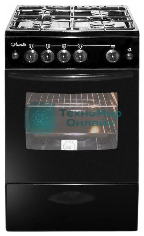 Плита газовая Лысьва ГП 400 МС -2у черный, конфорок 4 газовых, духовка 57 л, 50 см x 84 см x 60 см (без крышки)