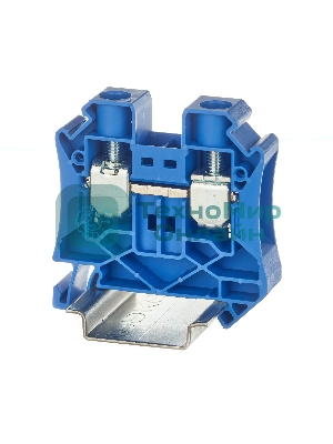 Клемма проходная TUR-16-BU, винтовой зажим, 2 точки подключения, 16 кв.мм, синий