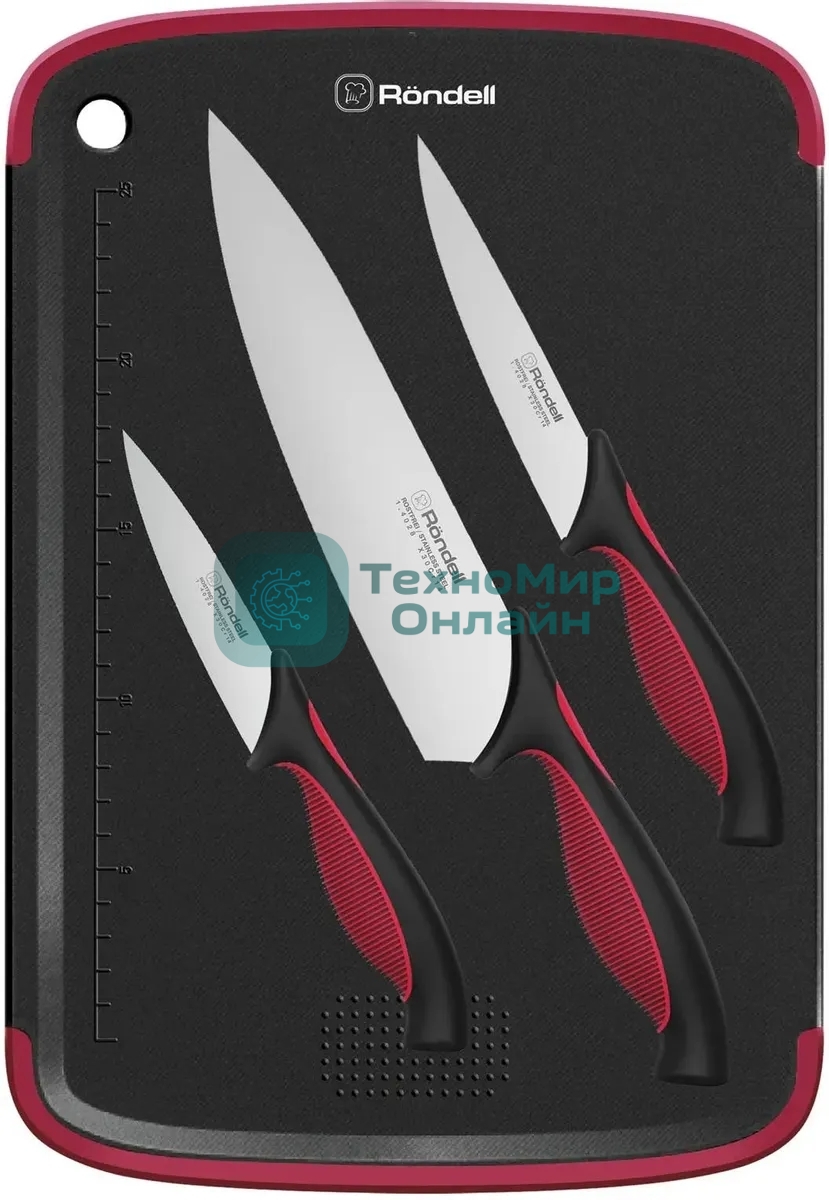 Набор ножей кухонных Rondell RD-1891 компл.: 4 предм. разд. дос. черный/бордовый блистер