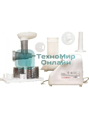 Мясорубка электрическая БЕЛВАР КЭМ 36/220-4-34 белый, 1000 Вт, 0.6 кг/мин, реверс, насадки - 5