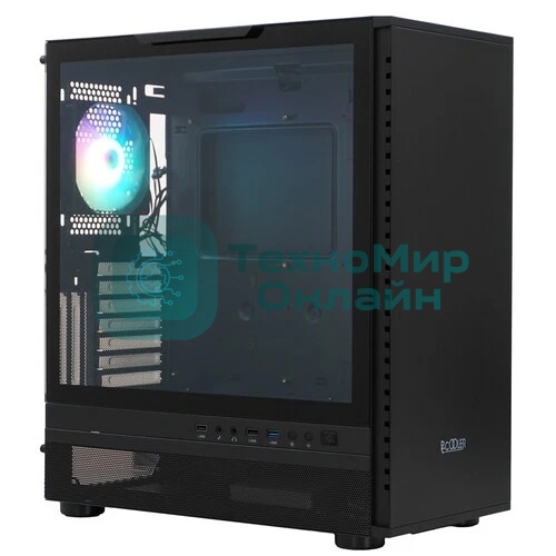 Компьютерный корпус PCCooler IE200 BK, Tempered Glass Full Tower, черный, TG, SPCC, 1x120мм ARGb E-ATX, ATX, mATX, mITX 180/380/220мм 4x2.5