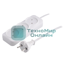 Удлинитель 3 гнезда 5 метров 6А/1,35 кВт без заземления ШВВП 2х0,75 (SBE-10-3-05-F)