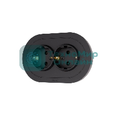 Розетка 2-м LEZARD СП OSEN с заземл. ПБТ, круглая, механизм, черный бархат 744-4200-127B