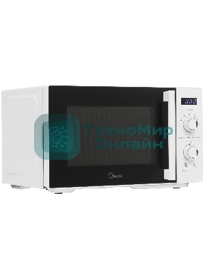Микроволновая печь Midea AM825P2ET-W белый, 25 л, 800 Вт, переключатели - кнопки, поворотный механизм