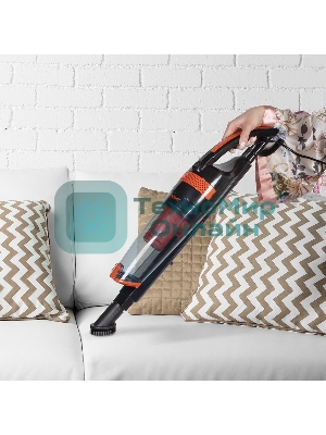 Пылесос вертикальный Endever SkyClean VC-294 черный/оранжевый, питание от сети, 120 Вт, уборка сухая, пылесборник 1.5 л