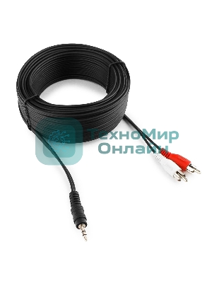 Кабель аудио Cablexpert CCA-458-15M-N, Jack 3.5(M)/2xRCA, 15м, черный, пакет
