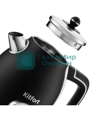 Чайник электрический Kitfort КТ-6102-1 черный с серебром