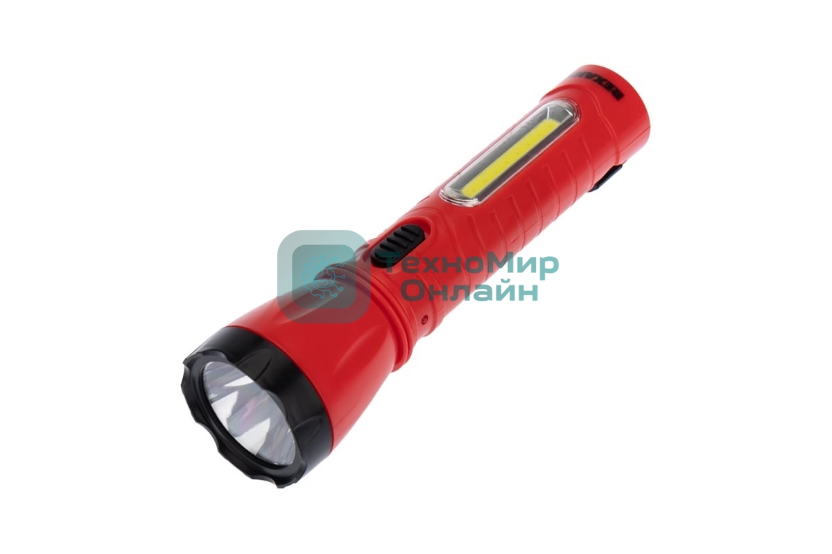 Фонарь рабочий/поисковый Rexant головной + боковой свет 1,5 Вт + 5Вт СОВ боковой, встроенный аккумулятор, зарядка напрямую от сети (евророзетка) 220 В