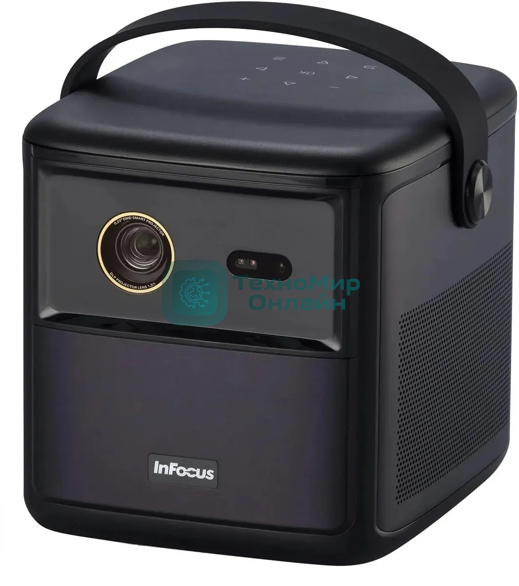 LED проектор InFocus IN3018SL Crusader Master DLP, 450 lm, FullHD, (1.2:1), HDMI 2.0 (eARC) USB-A 2.0, AUX, Bluetooth 5.1/BLE, wi-fi 2.4/5GHz, 2х10W Dolby Audio, до 25000ч., 1.57 кг батарейка