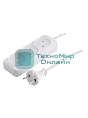 Удлинитель Smartbuy, 3 гнезда 1,5 метра 6А/1,35кВт без заземления ШВВП 2х0,75 (SBE-10-3-1,5-F)