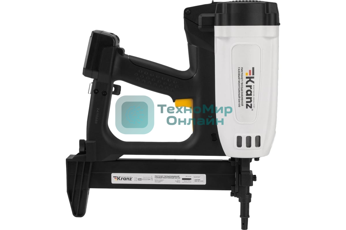 Пистолет гвоздезабивной газовый монтажный Kranz GN100, 100Дж, длина гвоздей 15-40мм, диаметр 2,7-3мм