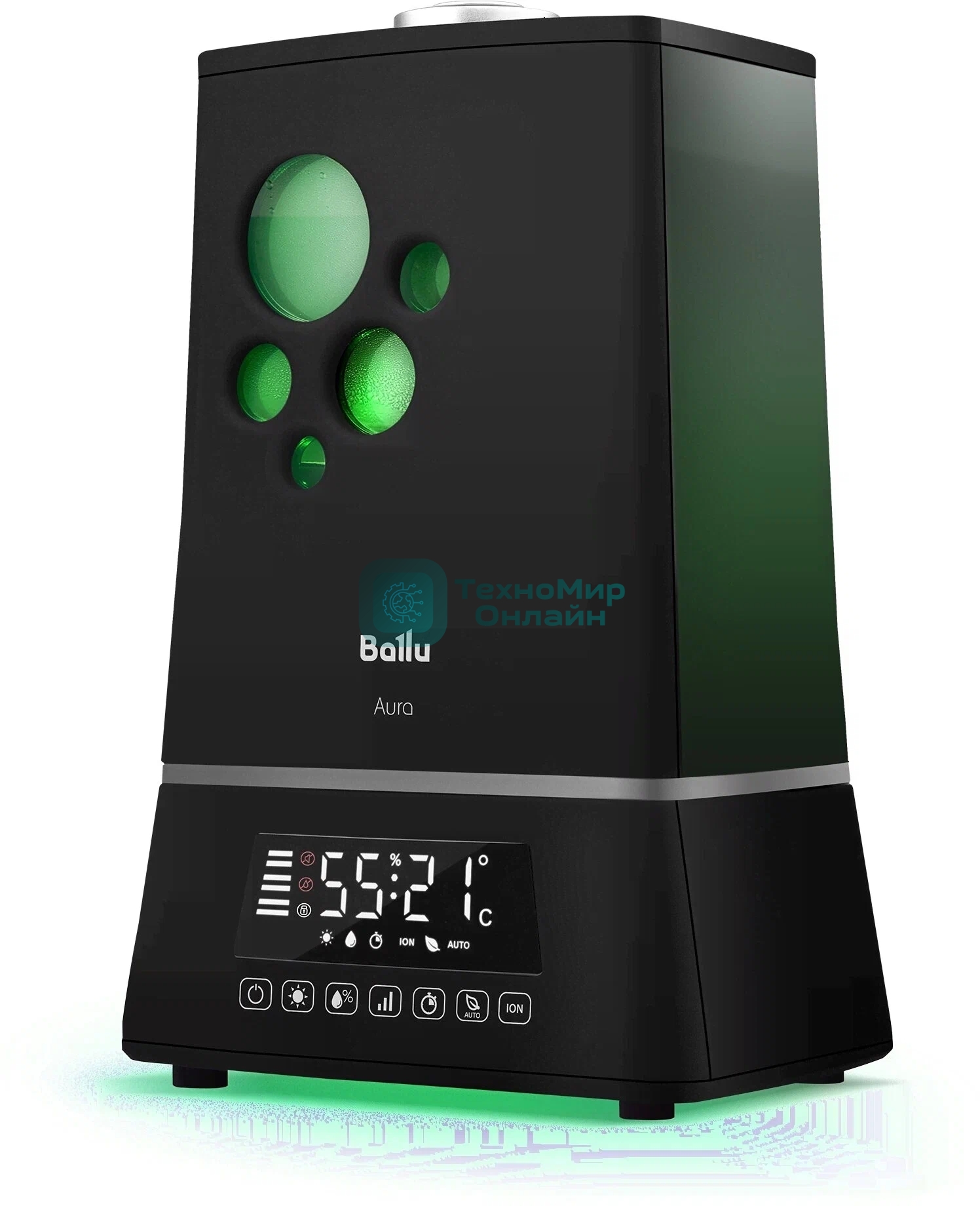 Увлажнитель воздуха Ballu UHB-1500 черный, 40 м², 7.5 л, ионизация, гигростат