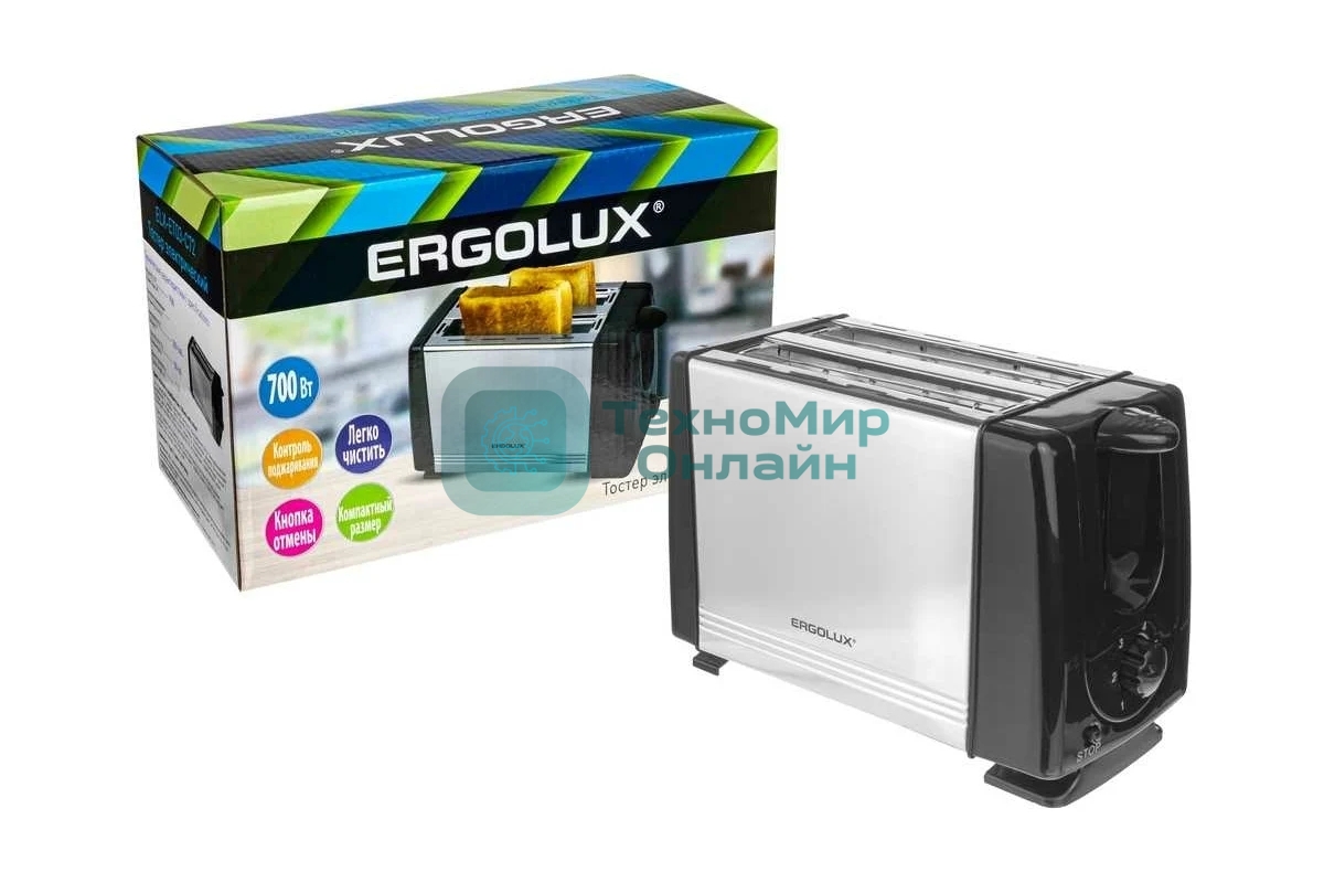 Тостер ERGOLUX ELX-ET03-C72 черный/нерж. сталь