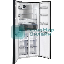 Холодильник Nordfrost RFQ 450 NFGb черное стекло многокамерный 270/135л морозилка сбоку, No Frost, Side by Side