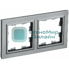 Рамка 2-местная IEK BRITE РУ-2-БрС сталь