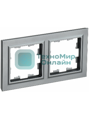 Рамка 2-местная IEK BRITE РУ-2-БрС сталь