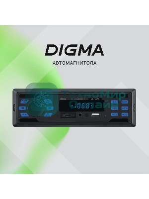 Автомагнитола Digma MCP-225B, 1 DIN, Bluetooth, USB Type-A, AUX