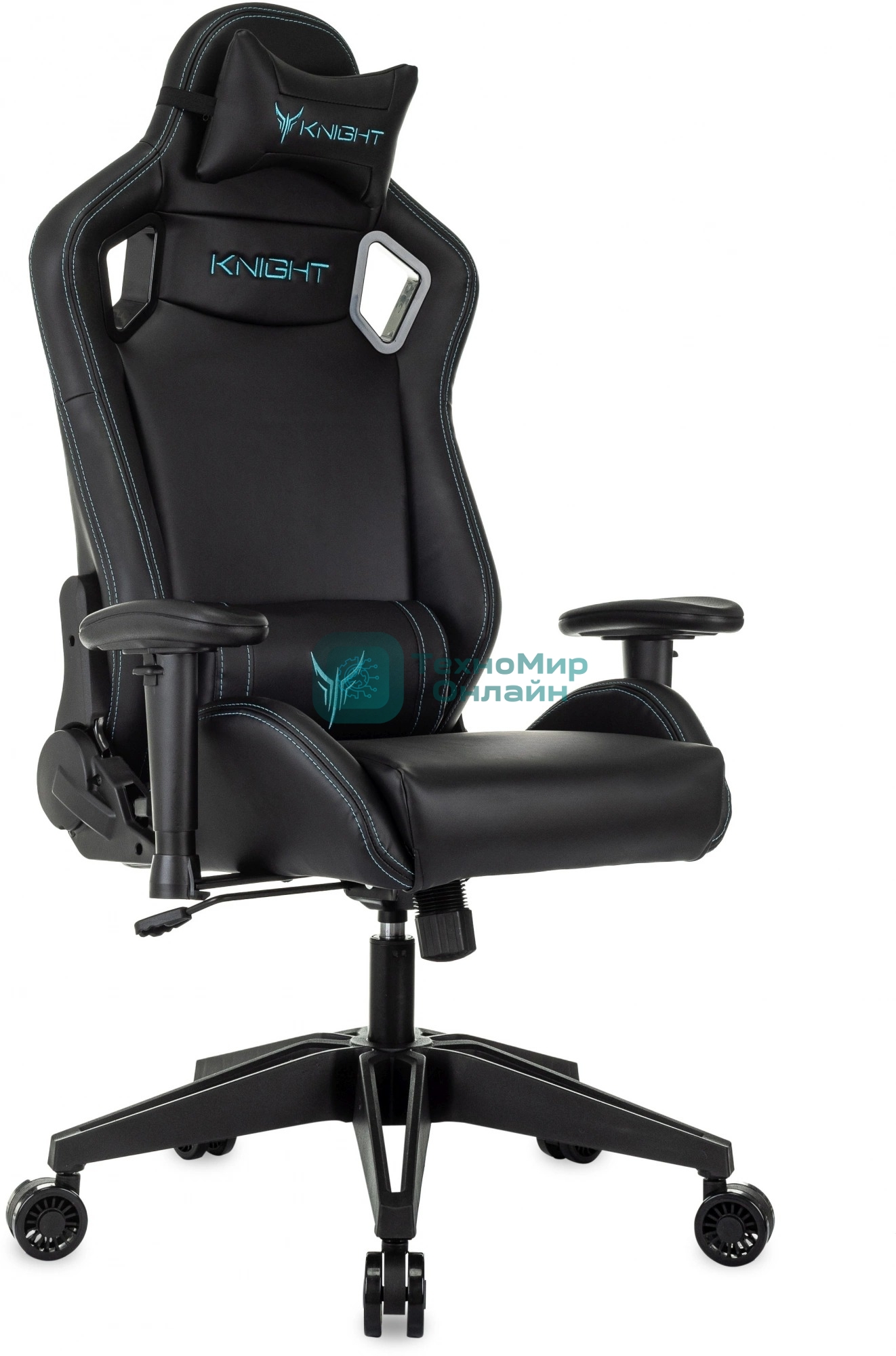 Кресло Knight Outrid Smile черный, экокожа, 120 кг, механизм качания