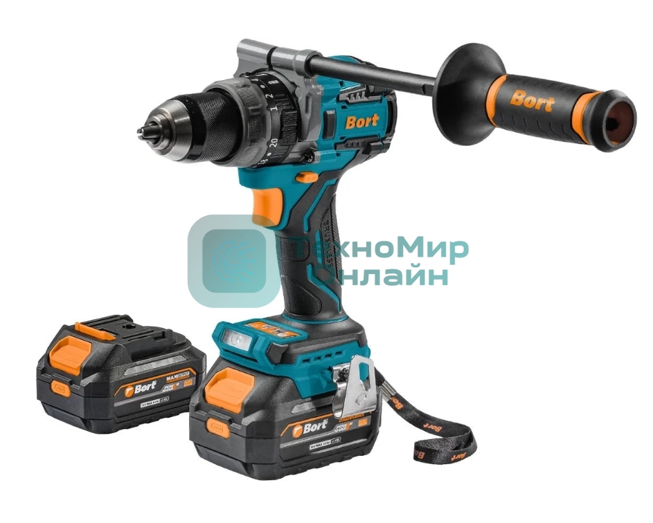 Дрель-шуруповерт Bort BAB-21Ix2Li-XDK, 18 В, 4 Ач, 150 Нм, бесщеточный, ударная