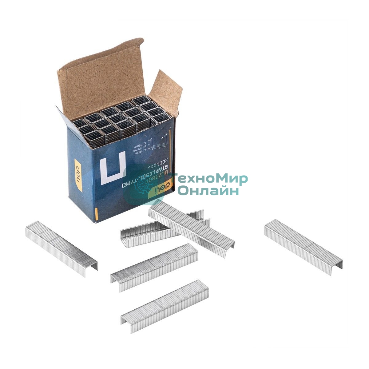 Набор скоб для степлера (Тип D) Deli DL238011 (8 х 11,2 х 1,2мм x 2000 шт) нержавеющая сталь.