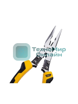 Удлиненные плоскогубцы многофункциональные Deli DL101008 220мм, (зажим/резка/зачистка/обжим), сталь Cr-V, двухкомпонентная рукоять