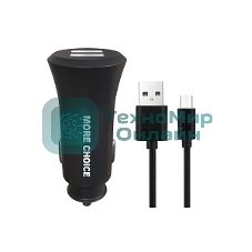 Автомобильная зарядка (от прикуривателя) MORE CHOICE (4627151192116) AC23m 2USB 2.4A для micro USB черный