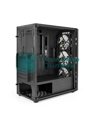 Компьютерный корпус Miditower ExeGate EVO-9202 (ATX, без БП, с окном, 1*USB+1*USB 3.0, аудио, 3 вент. 12см с RGb подсветкой)