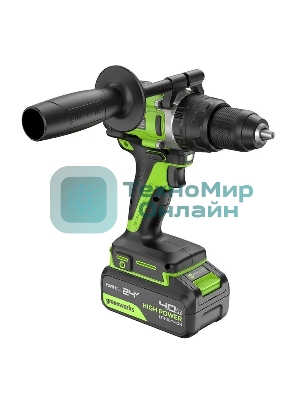 Дрель-шуруповерт аккумуляторная Greenworks GD24DD140 24V, 70/140Нм,Anti-kickback,2х4Ач,ЗУ,кор 3707607CUD