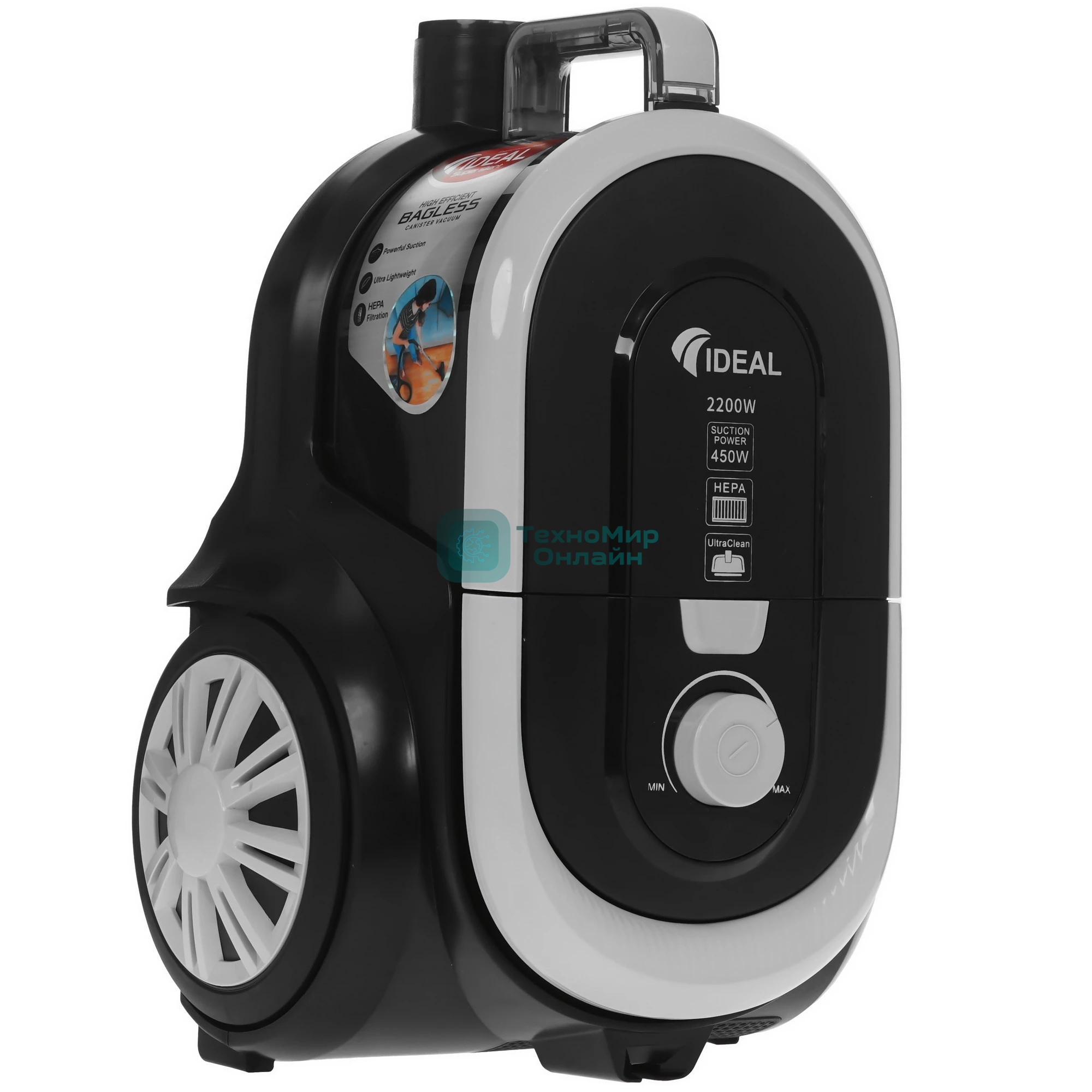Пылесос IDEAL МП-2000 серый/черный, 450/2200 Вт, уборка сухая, пылесборник контейнер 2 л