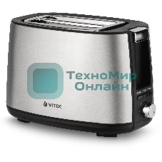 Тостер Vitek VT-7156 серебристый/черный, 750 Вт, 2 слота