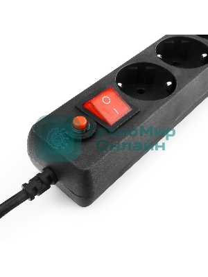 Сетевой фильтр Гарнизон для ИБП, 5 р, 10А, 1.8 м, ур.защиты 4, черный, пакет