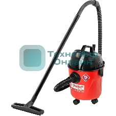 Строительный пылесос Зубр ПУ-15-1200 М1 красный/черный, 1200 Вт, уборка сухая/влажная, пылесборник мешок, 15 л