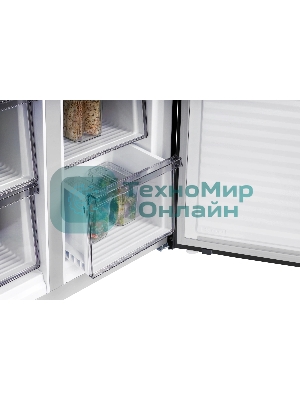 Холодильник Nordfrost RFQ 450 NFGb черное стекло многокамерный 270/135л морозилка сбоку, No Frost, Side by Side