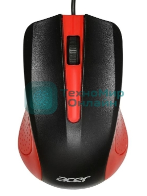 Мышь проводная Acer OMW012 черный/красный, 1200 dpi, USB, кнопки - 3