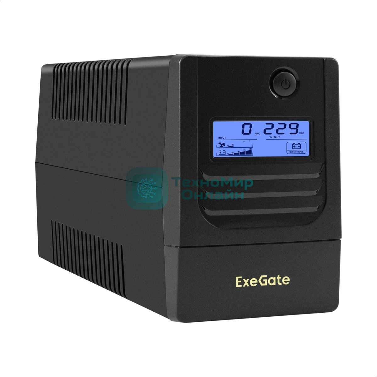 Источник бесперебойного питания ExeGate Smart LB-850.LCD.AVR.2SH.USB (850VA/510W, LCD, AVR, 2*Schuko, USB, батарея 12V 9Ah, черный)
