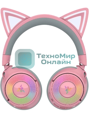 Гарнитура Razer Kraken Kitty V3 Pro Quartz розовый, беспроводная, bluetooth, до 70 ч, подсветка