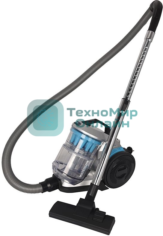 Пылесос Hyundai HYV-C2955 серебристый/синий, 380/2400 Вт, уборка сухая, пылесборник контейнер 3.5 л
