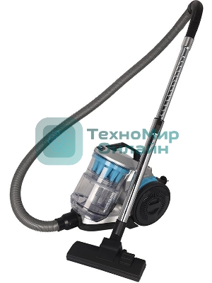 Пылесос Hyundai HYV-C2955 серебристый/синий, 380/2400 Вт, уборка сухая, пылесборник контейнер 3.5 л