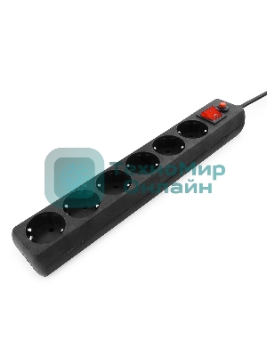 Сетевой фильтр Гарнизон для ИБП, 5 р, 10А, 1.8 м, ур.защиты 4, черный, пакет