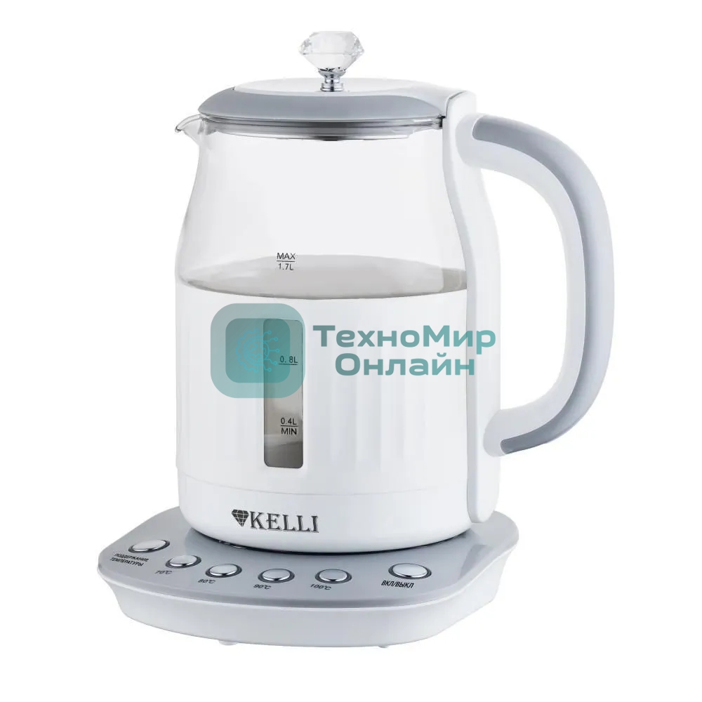 Чайник электрический Kelli KL-1373 бело-серый