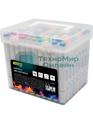 Набор маркеров для скетчинга Silwerhof Idea, двойной пишущий наконечник, 1-7 мм, 80 цветов (80 шт.) пластиковая коробка