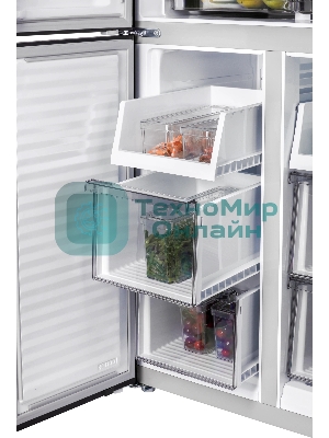 Холодильник Nordfrost RFQ 450 NFGb черное стекло многокамерный 270/135л морозилка сбоку, No Frost, Side by Side